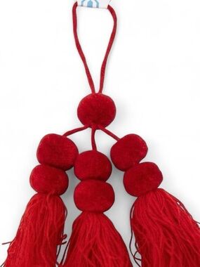 NWT Red Tassel Pom Pom Bag Charm